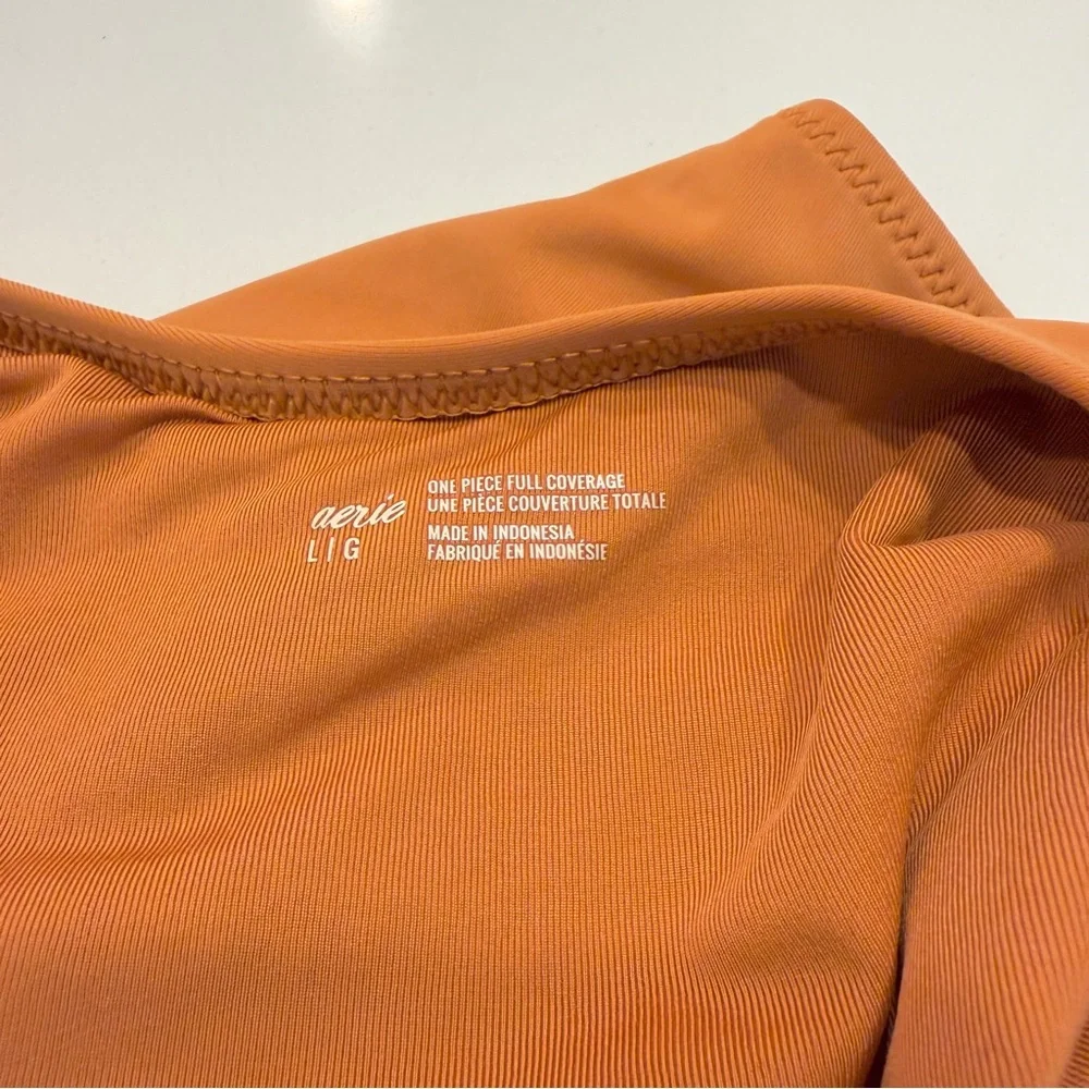 Aerie One-Piece Swimsuit Warm Rust Orange Tie Front Size Large - Picture 5 of 5